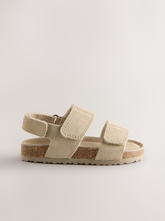 Neutral Wide Fit (G) Woven Suede Touch Fastening Sandals