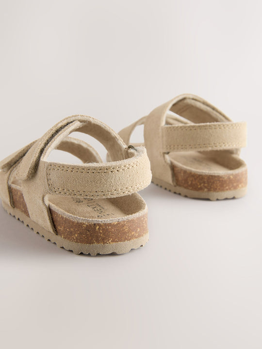 Neutral Wide Fit (G) Woven Suede Touch Fastening Sandals