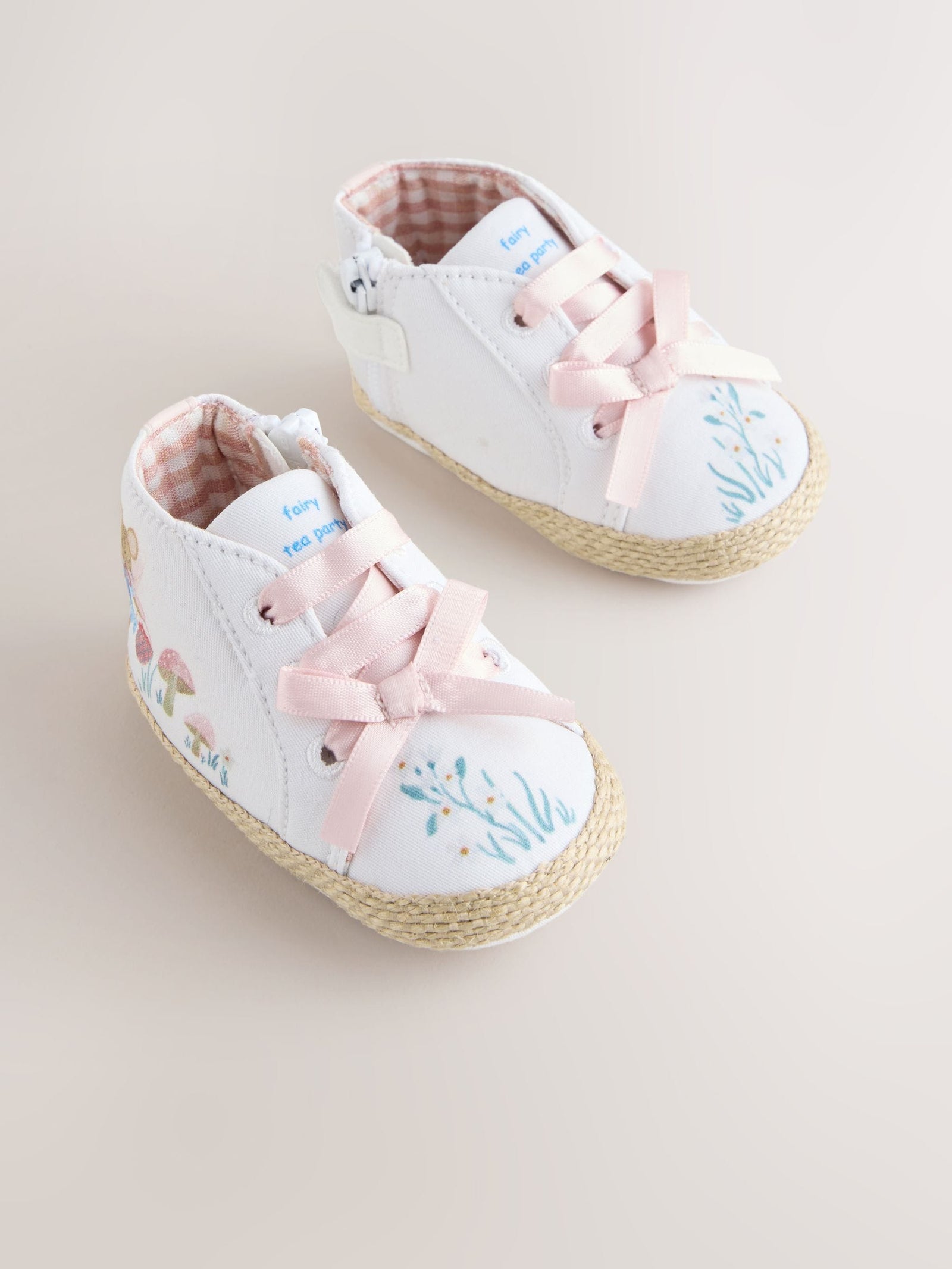 White/Pink Character Baby High Top Trainers (0-24mths)