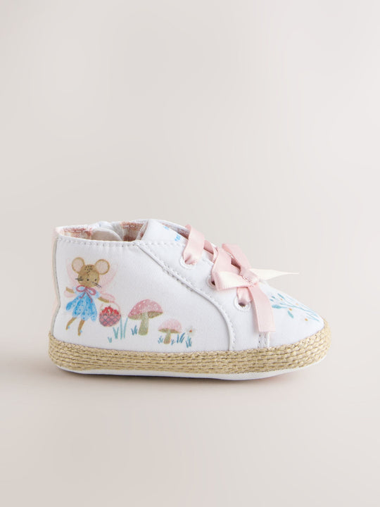 White/Pink Character Baby High Top Trainers (0-24mths)
