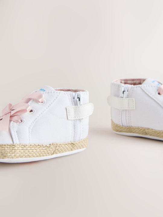 White/Pink Character Baby High Top Trainers (0-24mths)