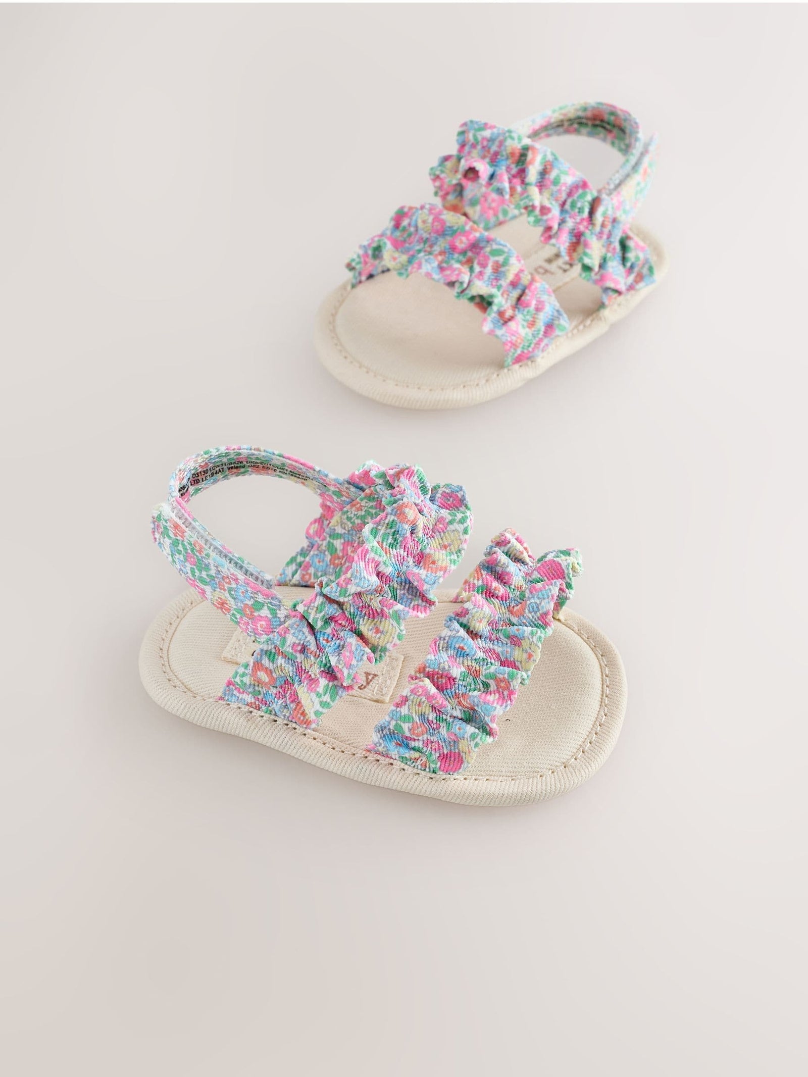 Pink Floral Baby Ruffle Sandals (0-24mths)