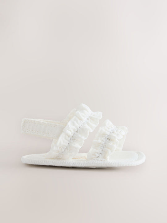 White Baby Ruffle Sandals (0-24mths)
