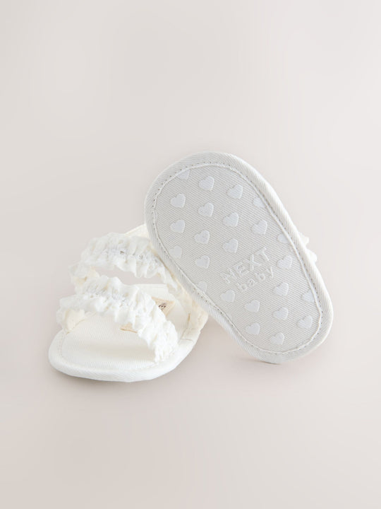 White Baby Ruffle Sandals (0-24mths)