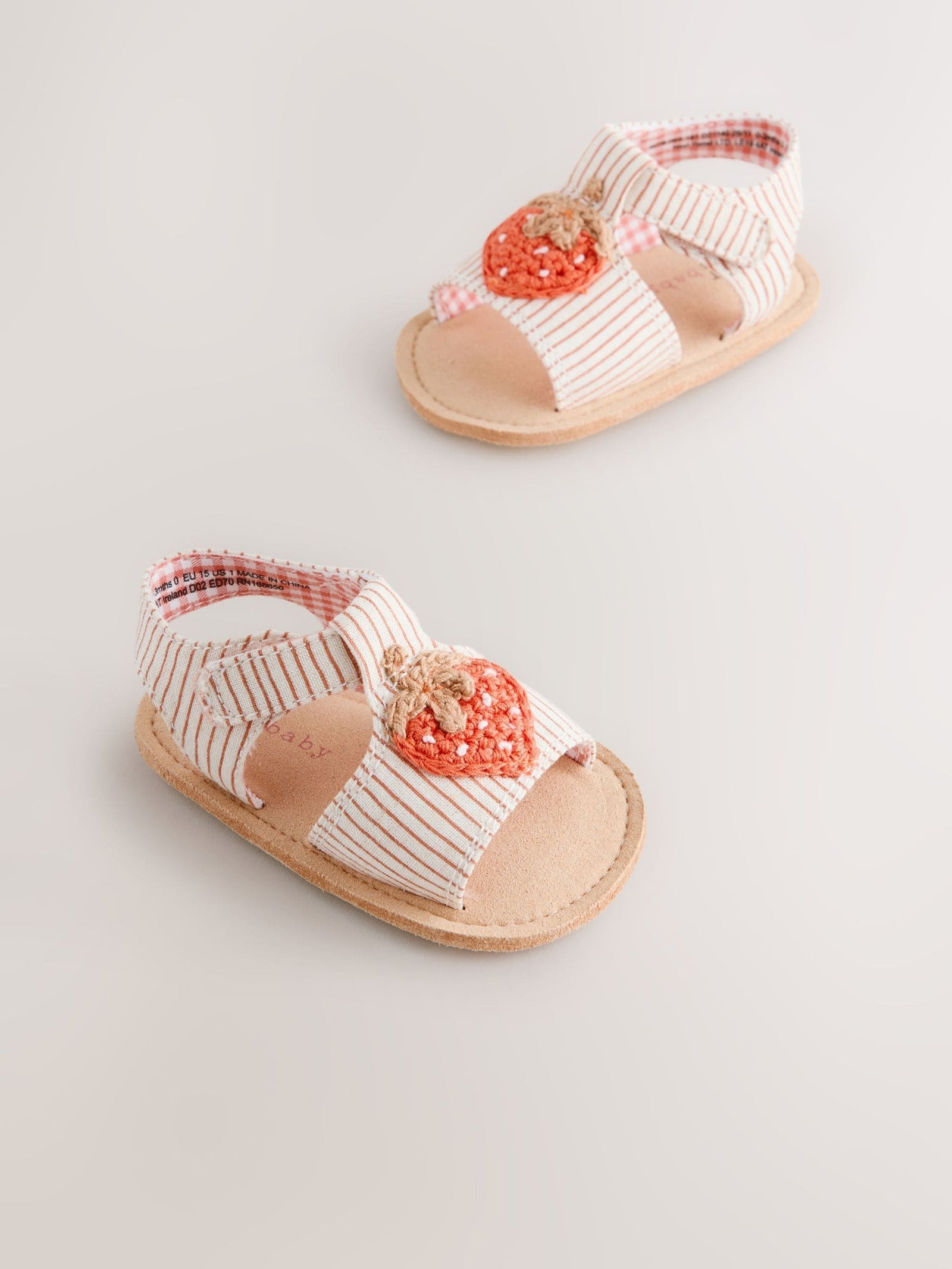 White/Pink Strawberry Baby Sandals (0-24mths)