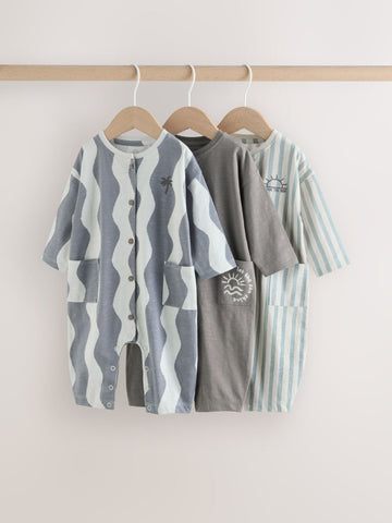 Grey Scandi Cactus Baby Rompers 3 Pack