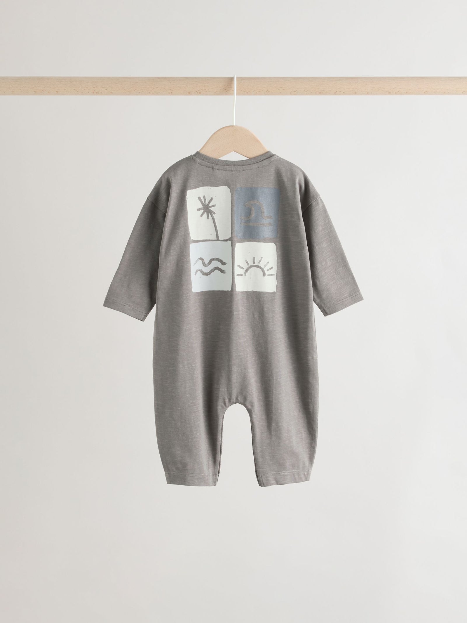 Grey Scandi Cactus Baby Rompers 3 Pack
