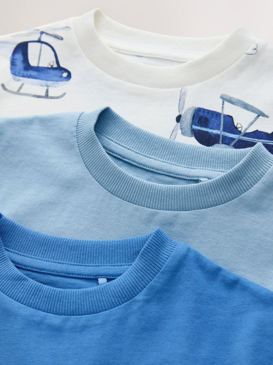 Blue Planes Short Sleeve Graphic T-Shirts 3 Pack (3mths-7yrs)