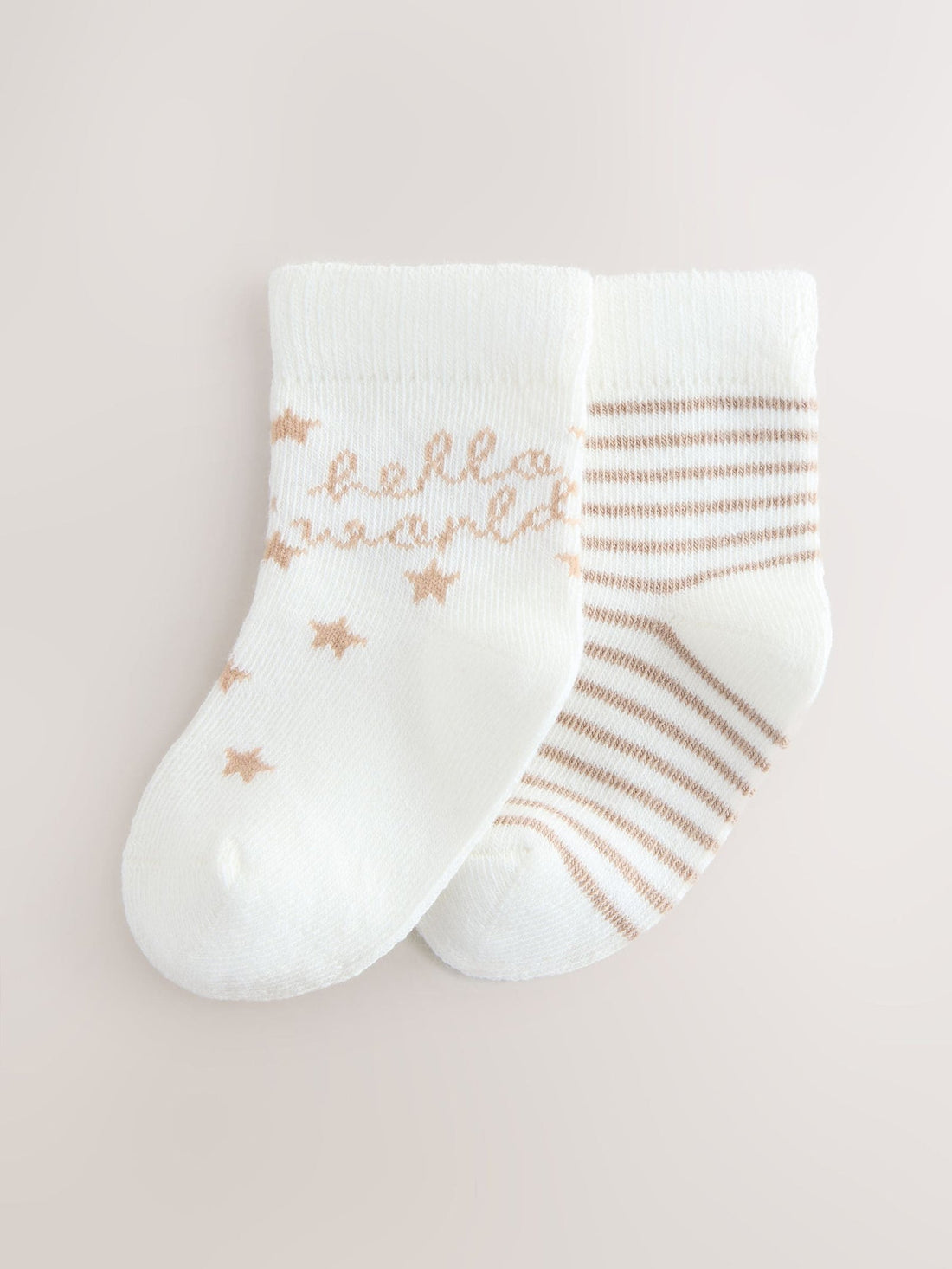 Neutral Hello World Baby Socks 2 Pack