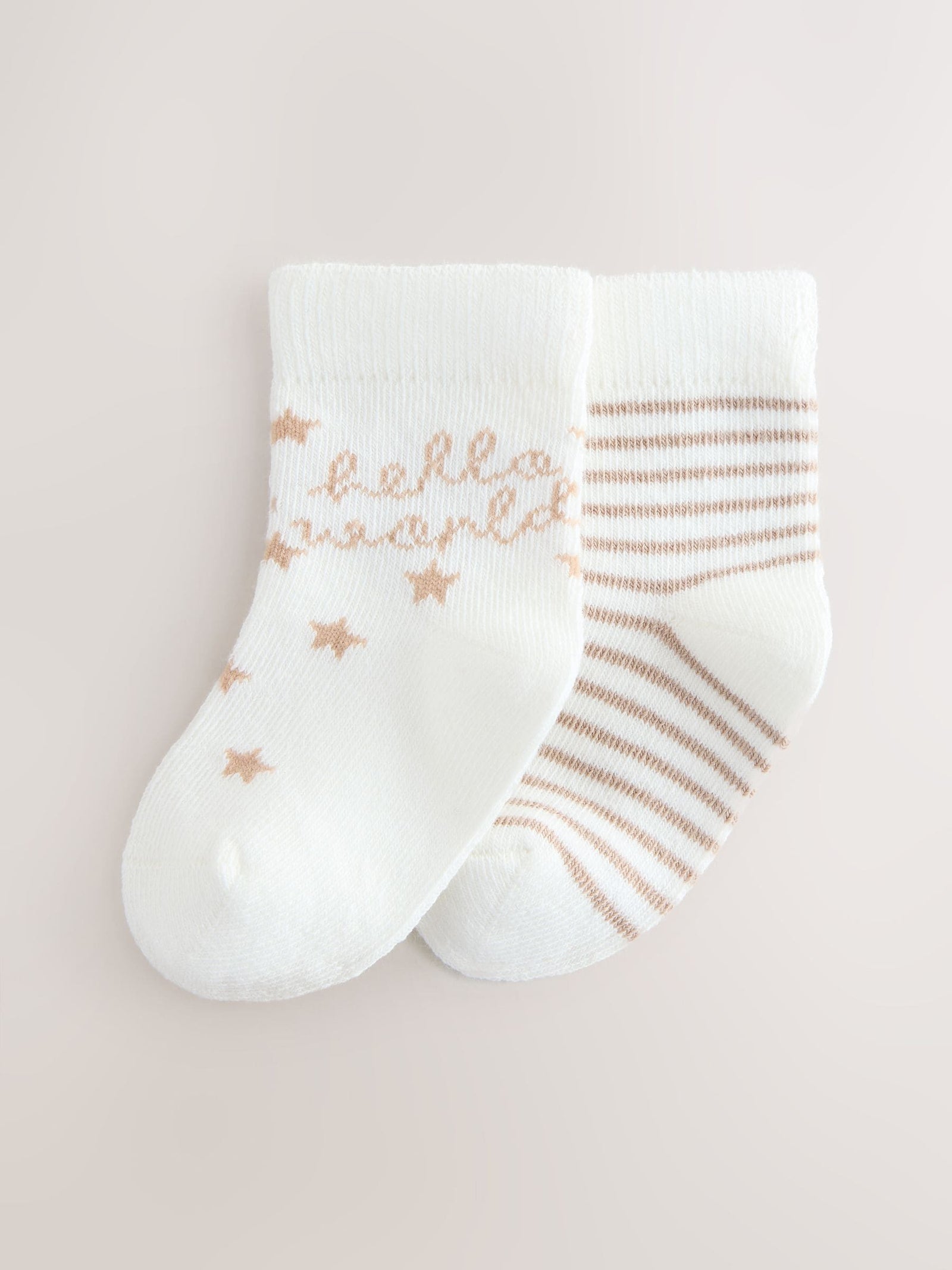 Neutral Hello World Baby Socks 2 Pack
