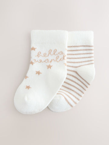 Neutral Hello World Baby Socks 2 Pack