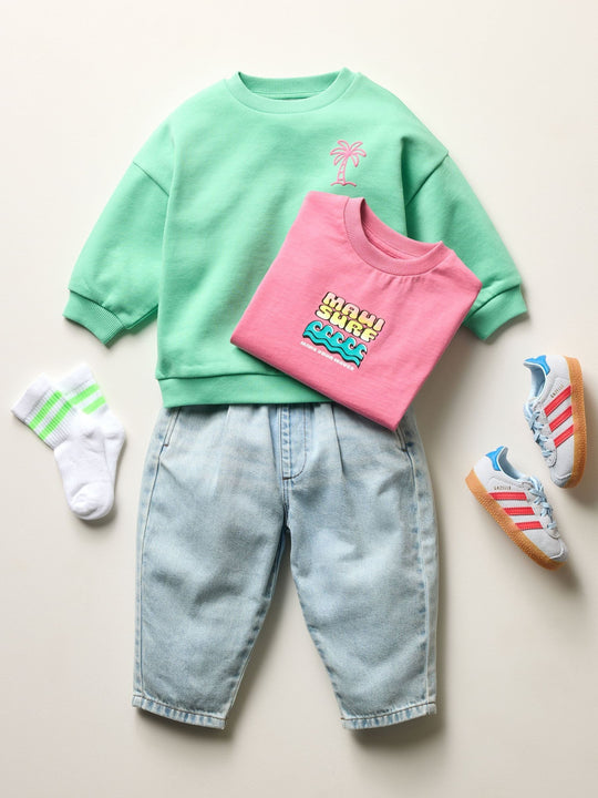 Green Palm Tree Crew Neck Sweatshirt (3mths-7yrs)