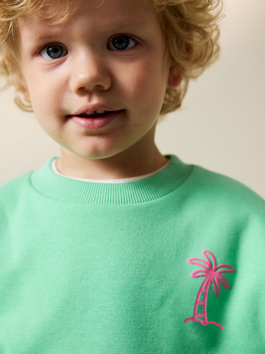 Green Palm Tree Crew Neck Sweatshirt (3mths-7yrs)