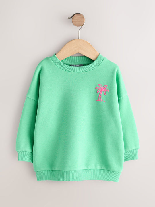Green Palm Tree Crew Neck Sweatshirt (3mths-7yrs)
