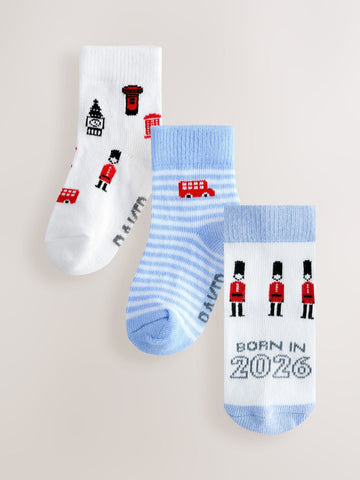 Baker by Ted Baker Multi Born in 2026 Socks 3 Pack