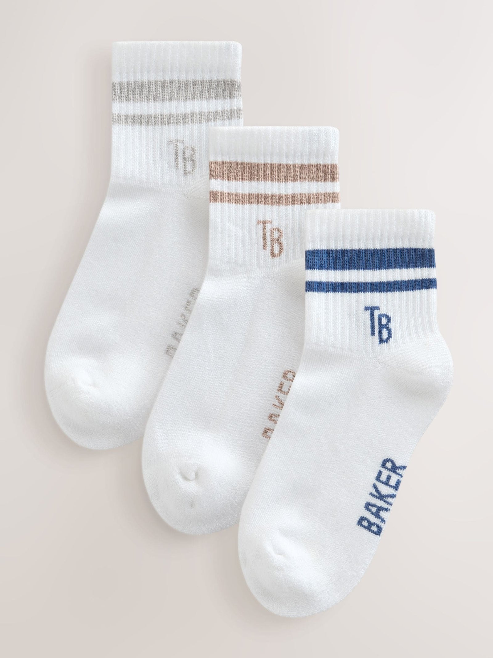 Baker by Ted Baker Ribbed Cushioned Sole Socks 3 Pack