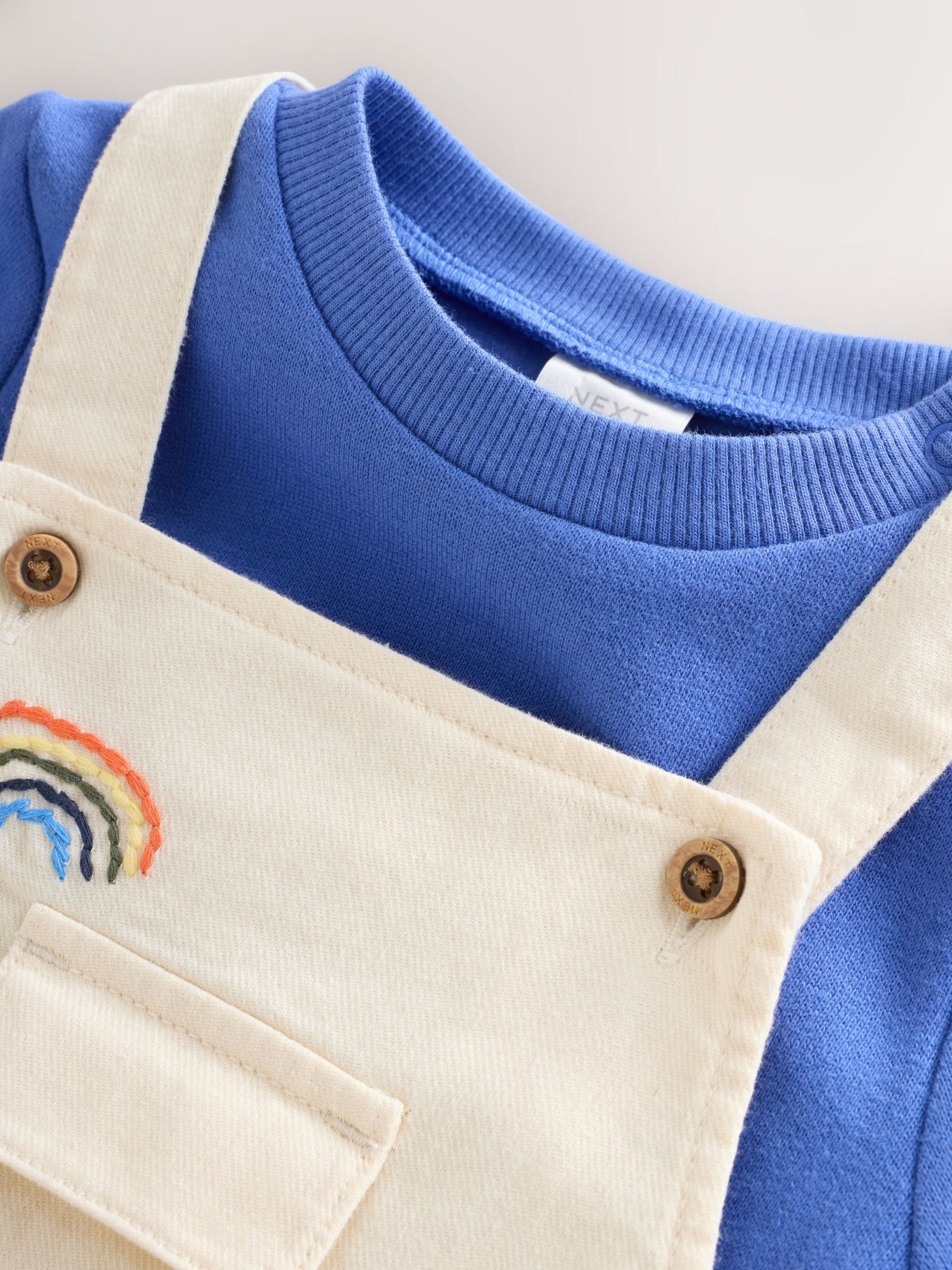Neutral/Blue Characters Baby Twill Dungarees and Bodysuit Set (0mths-2yrs)