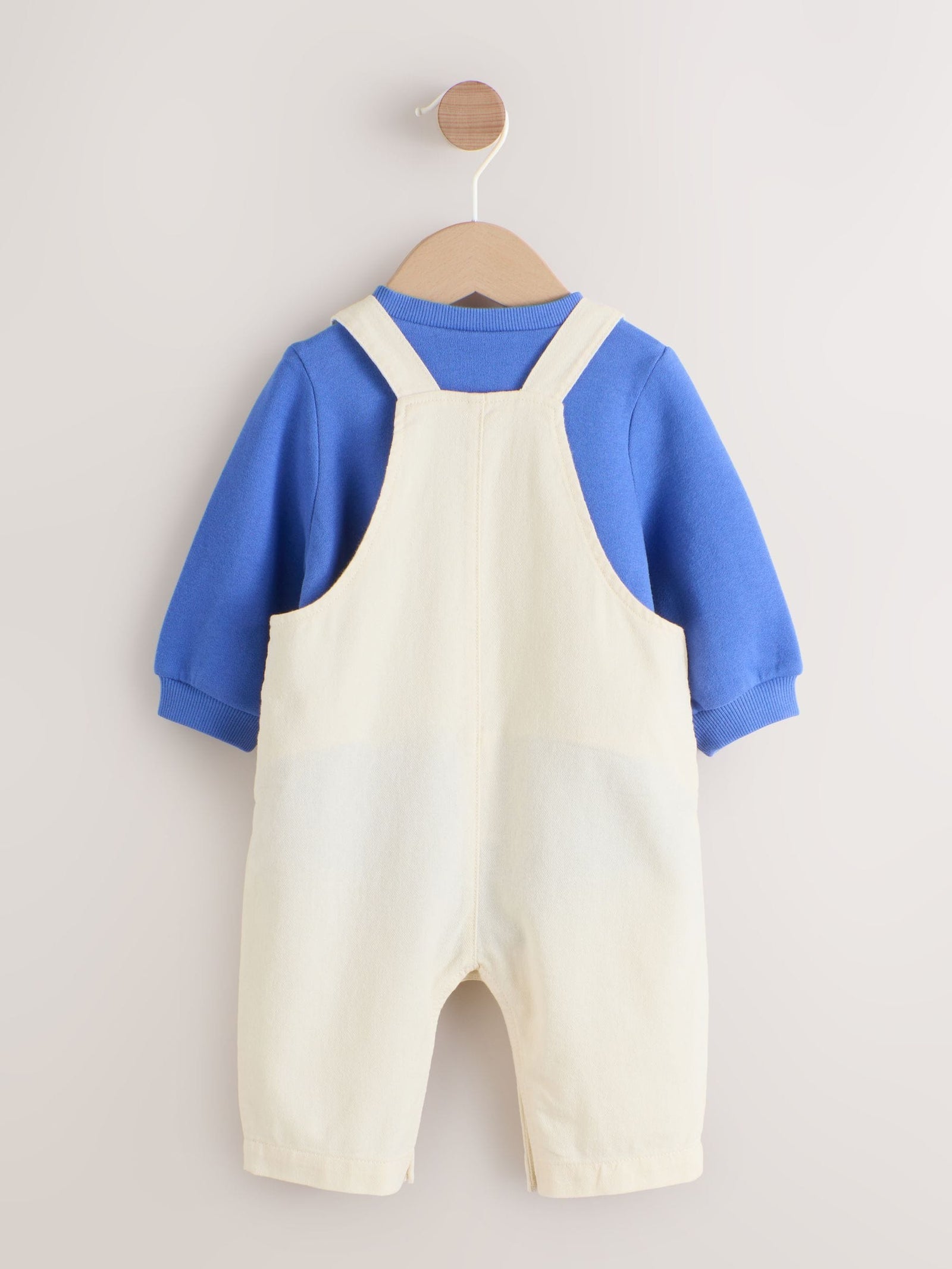 Neutral/Blue Characters Baby Twill Dungarees and Bodysuit Set (0mths-2yrs)