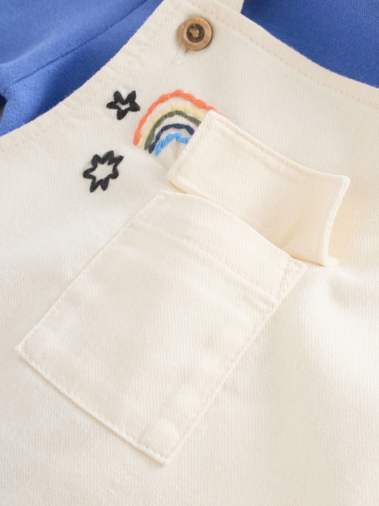 Neutral/Blue Characters Baby Twill Dungarees and Bodysuit Set (0mths-2yrs)