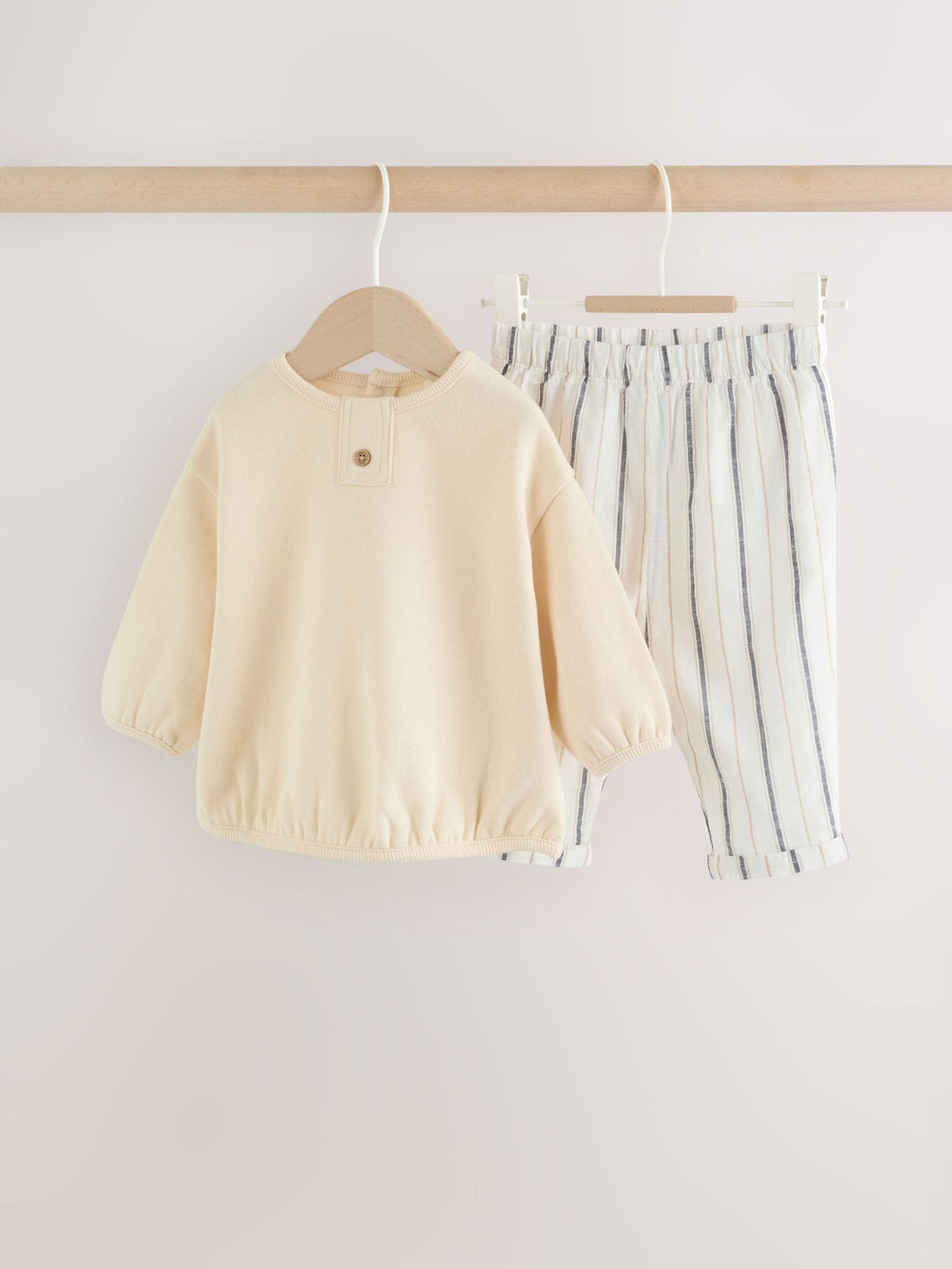 Neutral Stripe Sweat Top and Trousers Baby Set (0mths-2yrs)