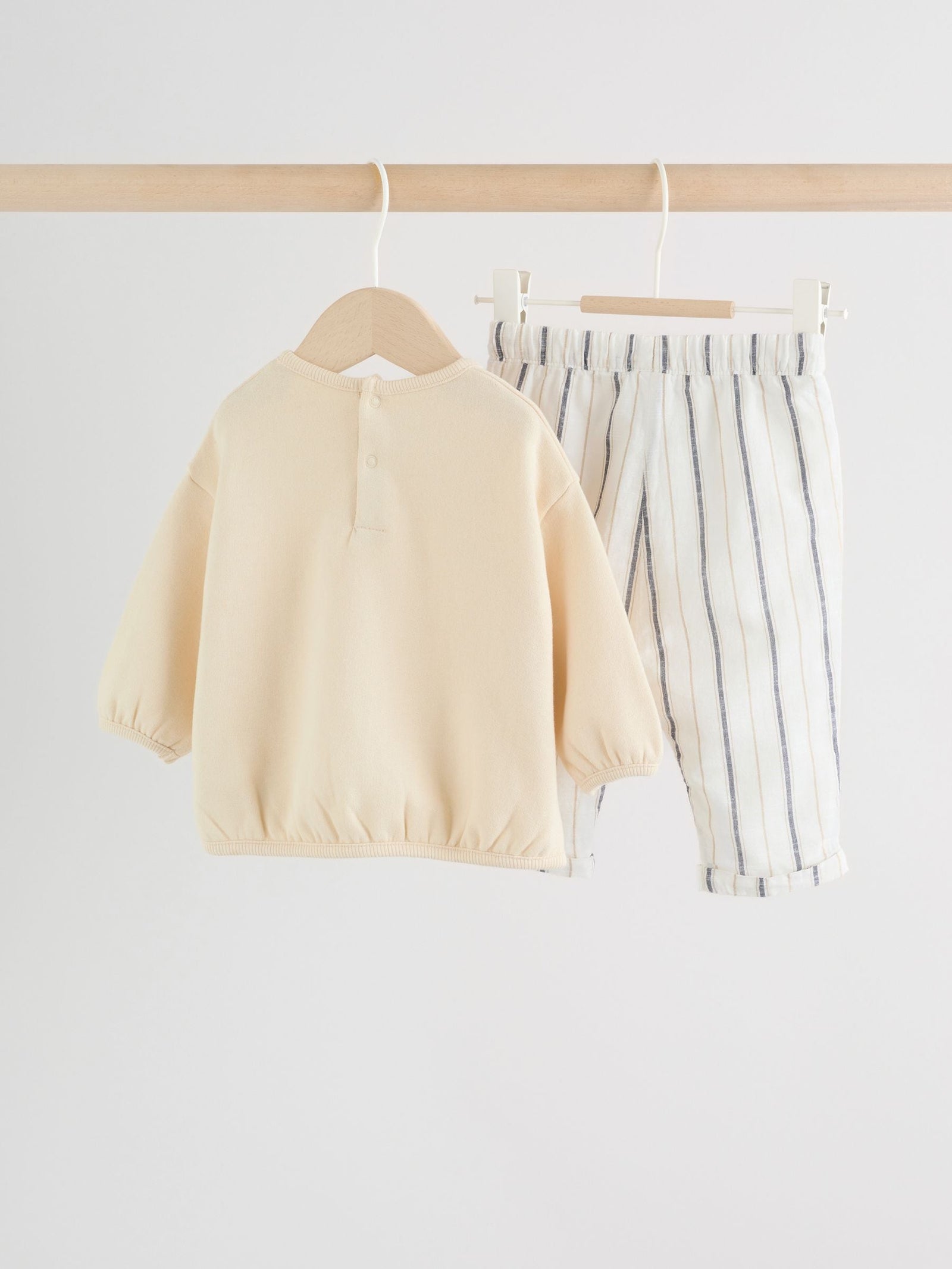Neutral Stripe Sweat Top and Trousers Baby Set (0mths-2yrs)