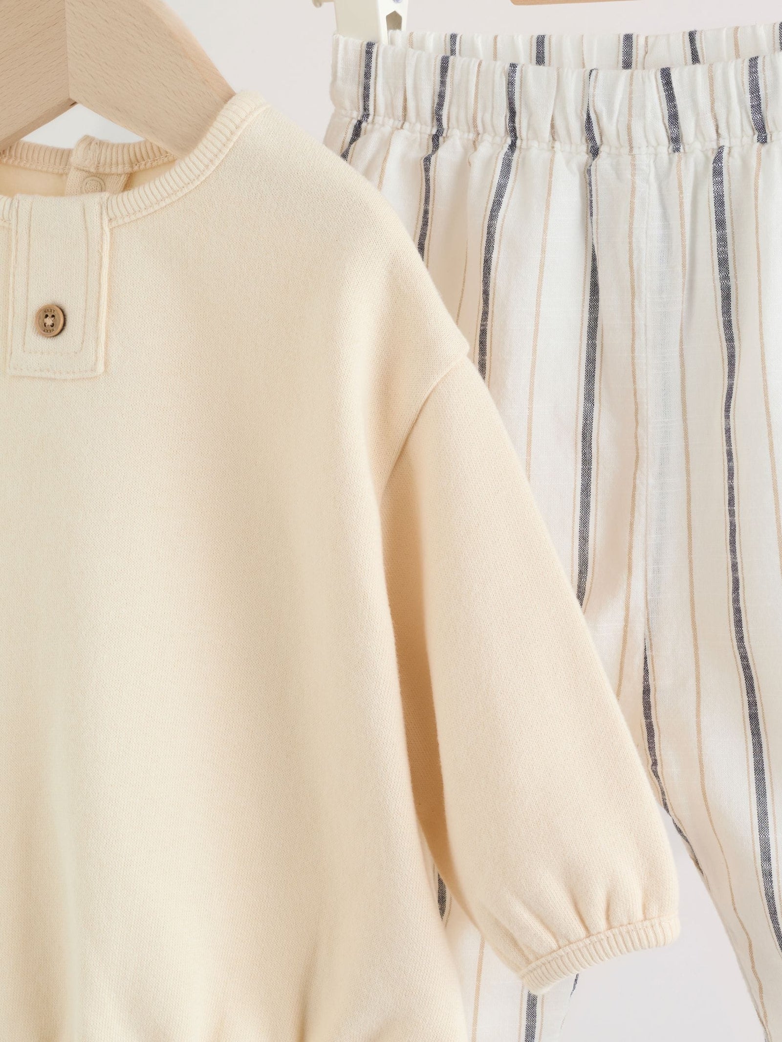 Neutral Stripe Sweat Top and Trousers Baby Set (0mths-2yrs)