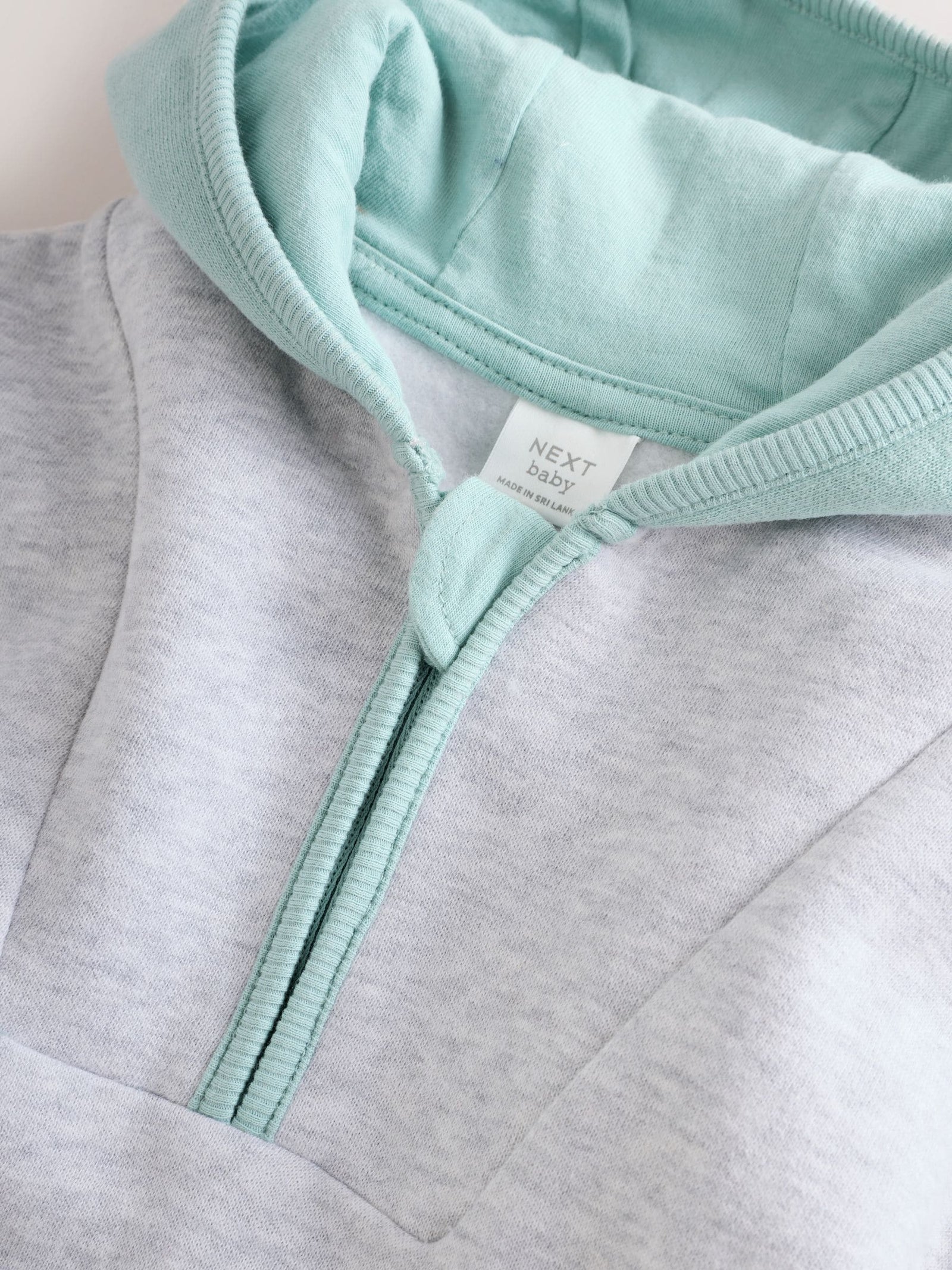 Grey Colourblock Hooded Baby Sweat Romper (0mths-3yrs)