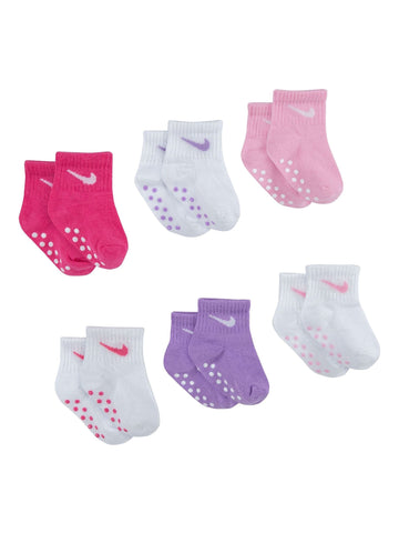 Nike White Pink Multi Infant Colour Pop Gripper Socks  6 Pack