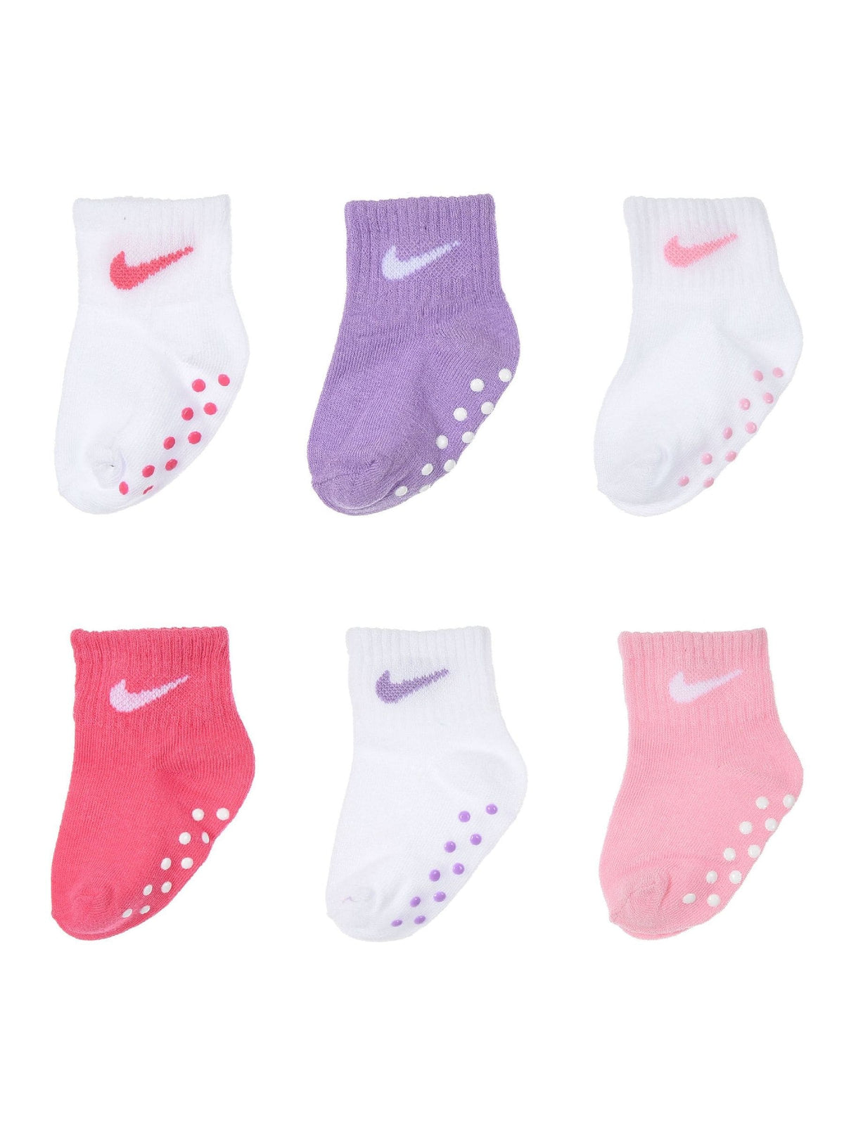 Nike White Pink Multi Infant Colour Pop Gripper Socks  6 Pack