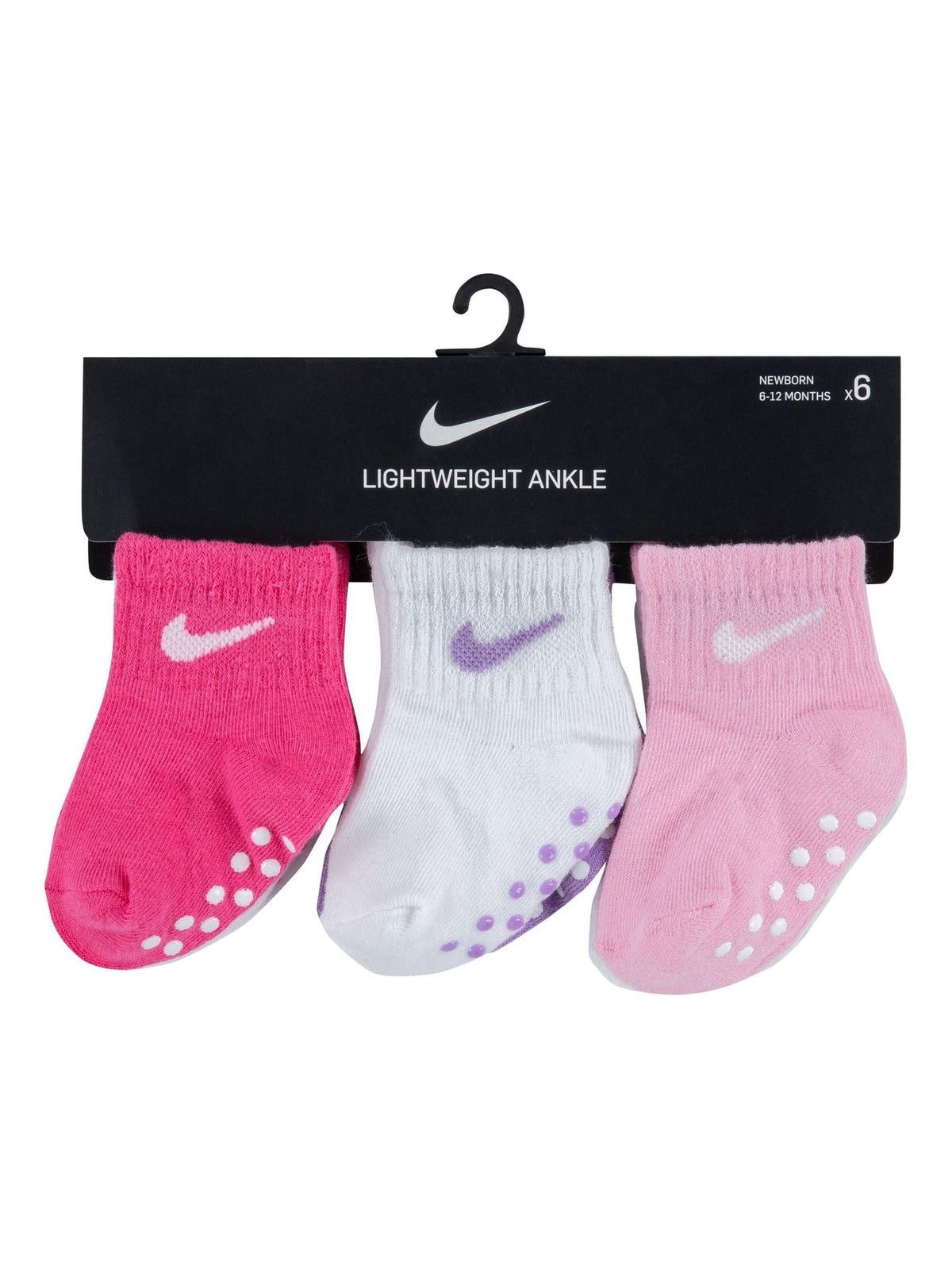 Nike White Pink Multi Infant Colour Pop Gripper Socks  6 Pack