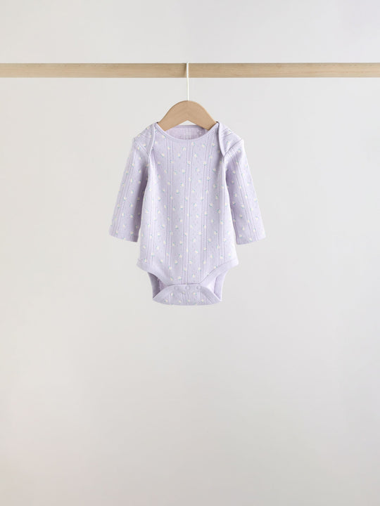 Purple Long Sleeve Baby Bodysuits 5 Pack