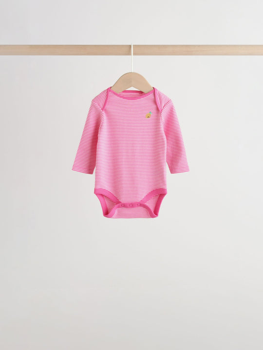 Pink Long Sleeve Baby Bodysuits 4 Pack