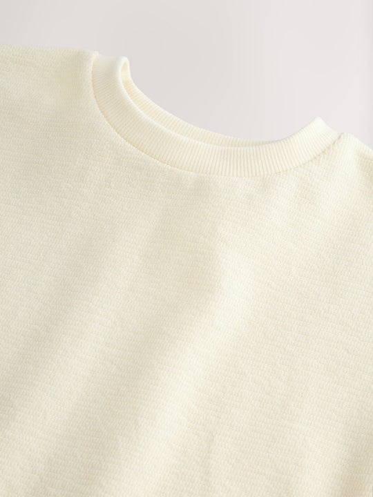 White Short Sleeve Textured T-Shirt (3mths-7yrs)