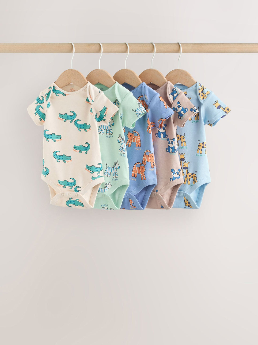 Multi Short Sleeve Baby Bodysuits 5 Pack
