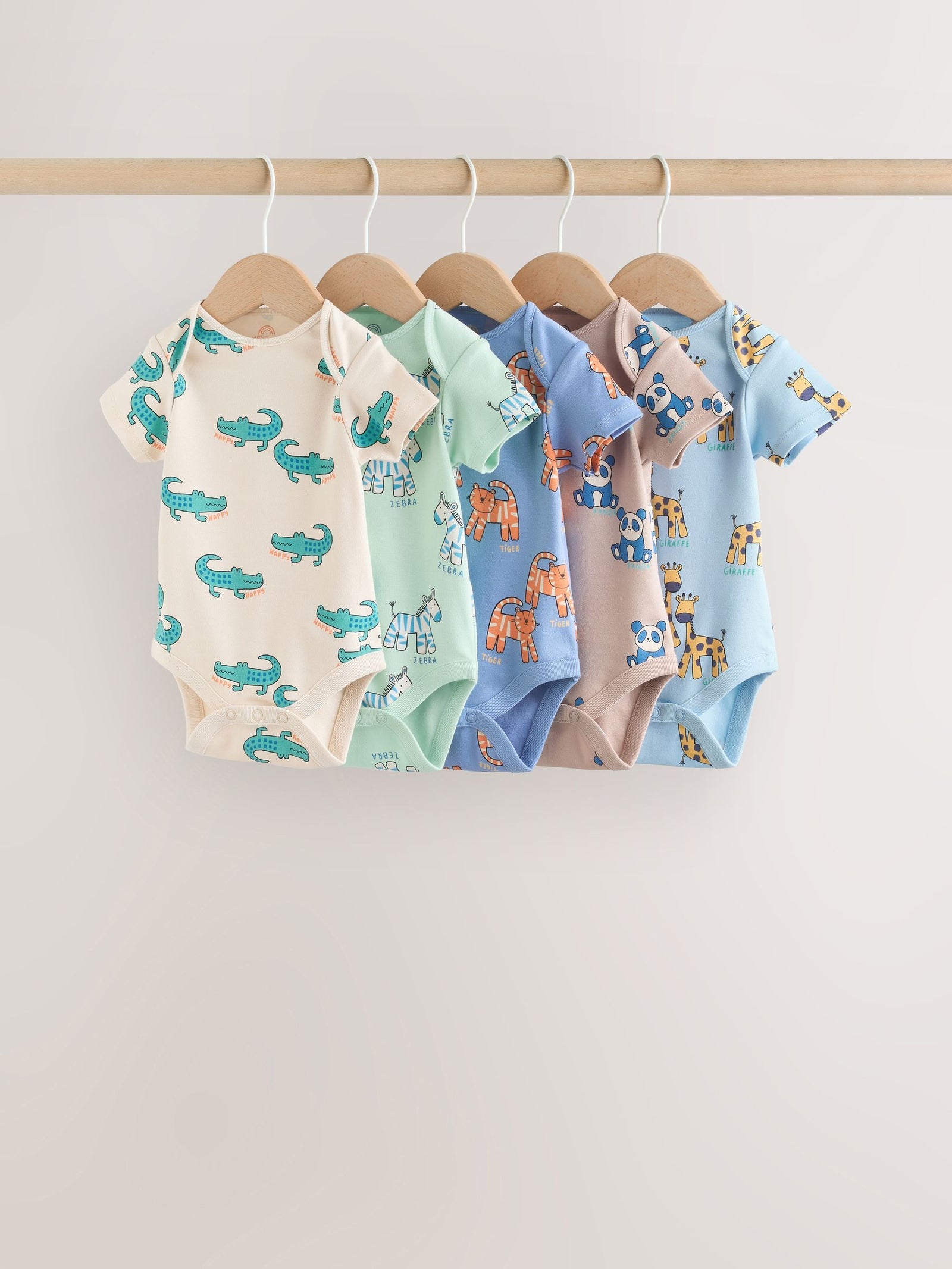 Multi Short Sleeve Baby Bodysuits 5 Pack