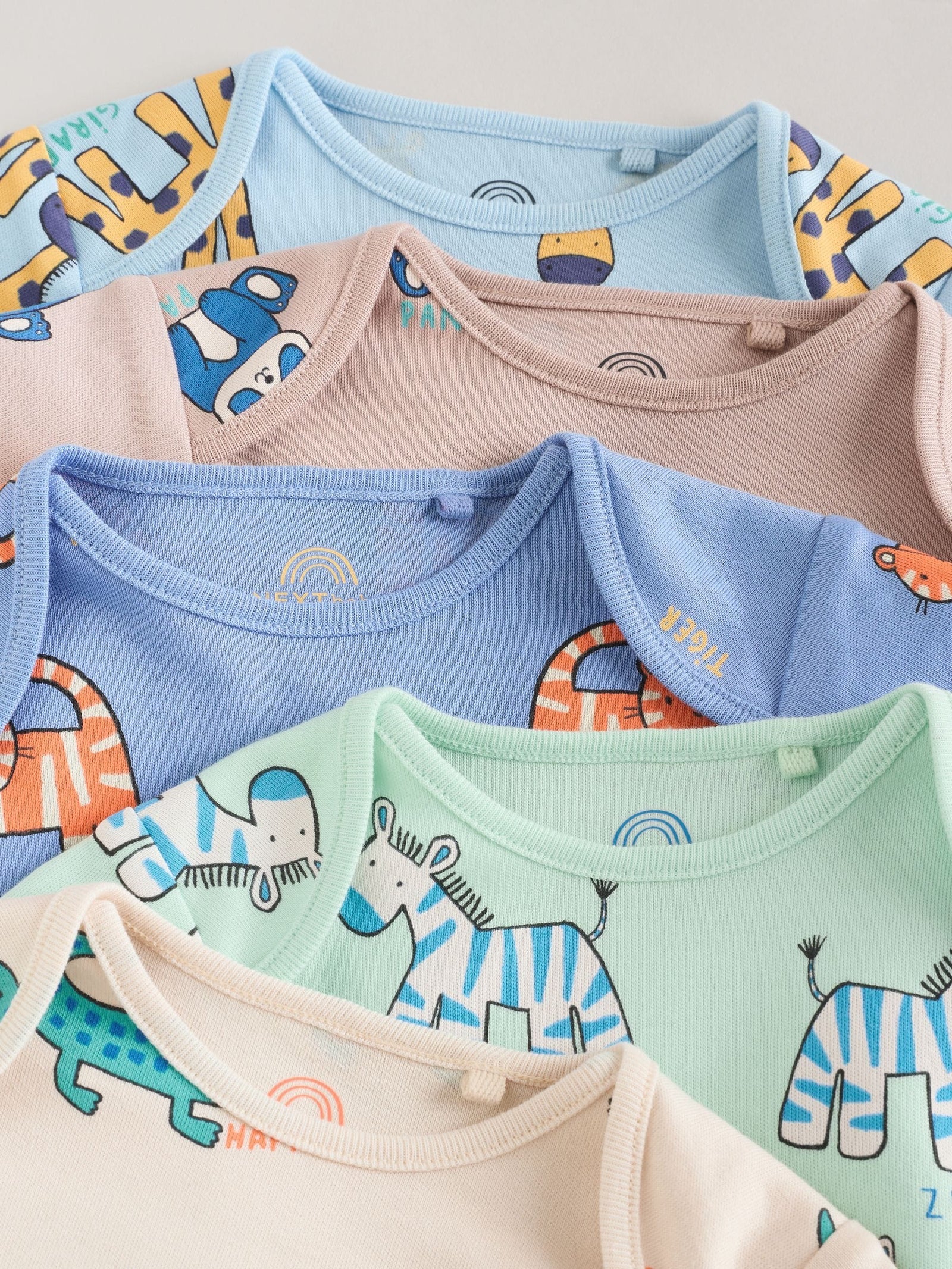 Multi Short Sleeve Baby Bodysuits 5 Pack