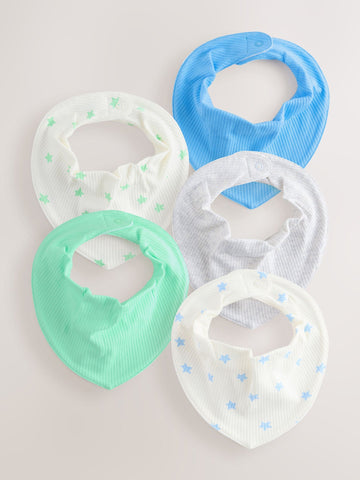 Blue/Green Baby Dribble Bibs 5 Pack