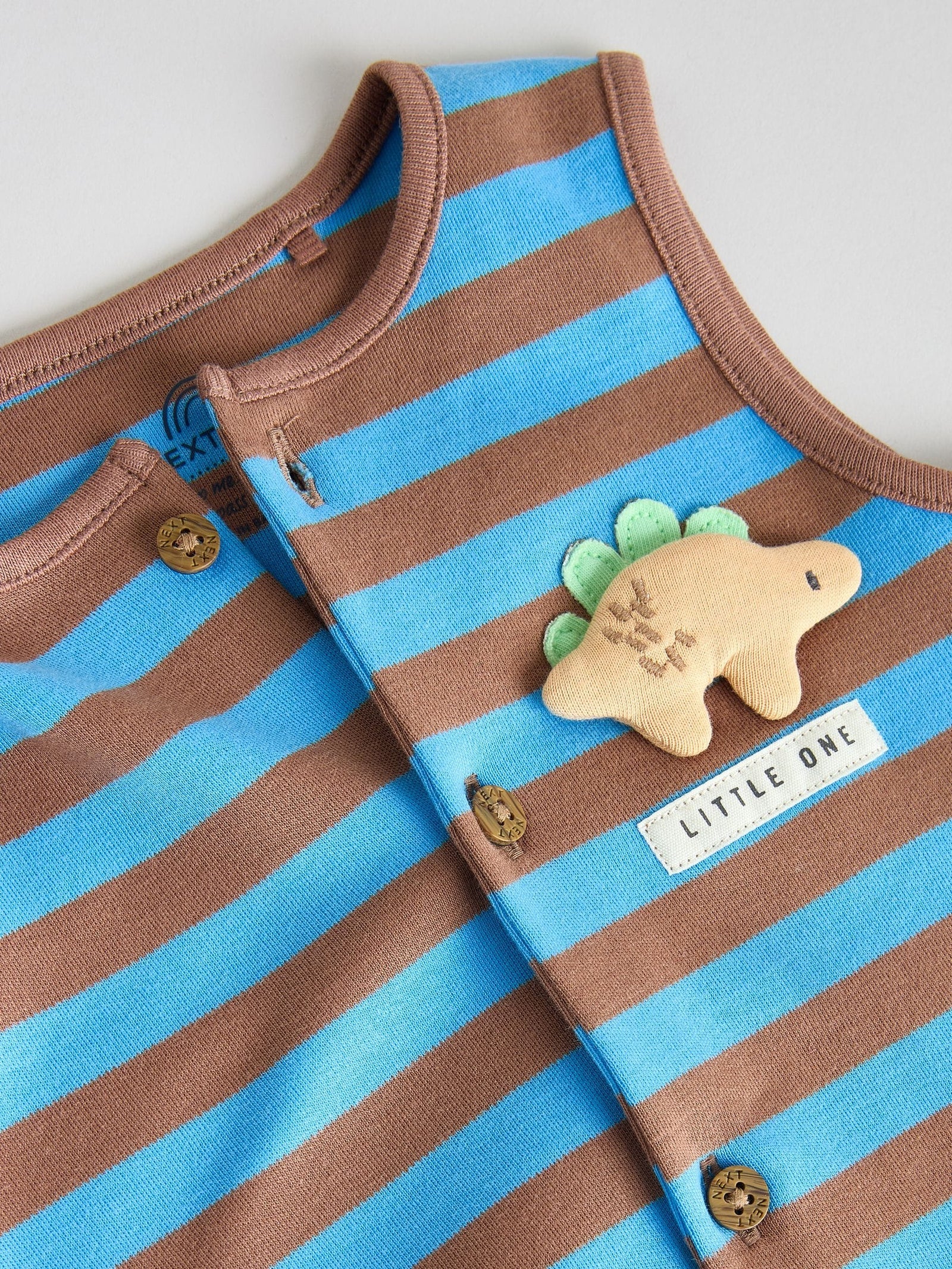 Blue Dino Print Vest Jersey Baby Romper