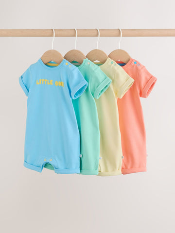 Bright Slogan Cotton RIch Baby Rompers 4 Pack