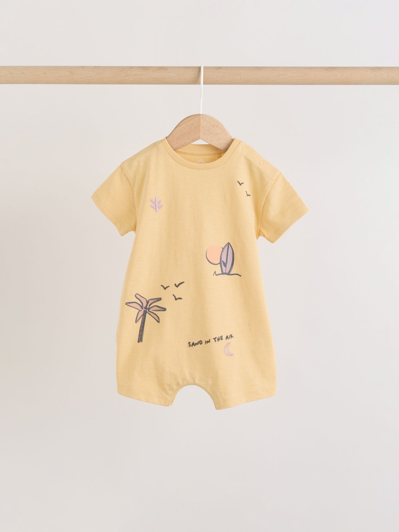 Neutral Palm Print Jersey Baby Rompers 3 Pack