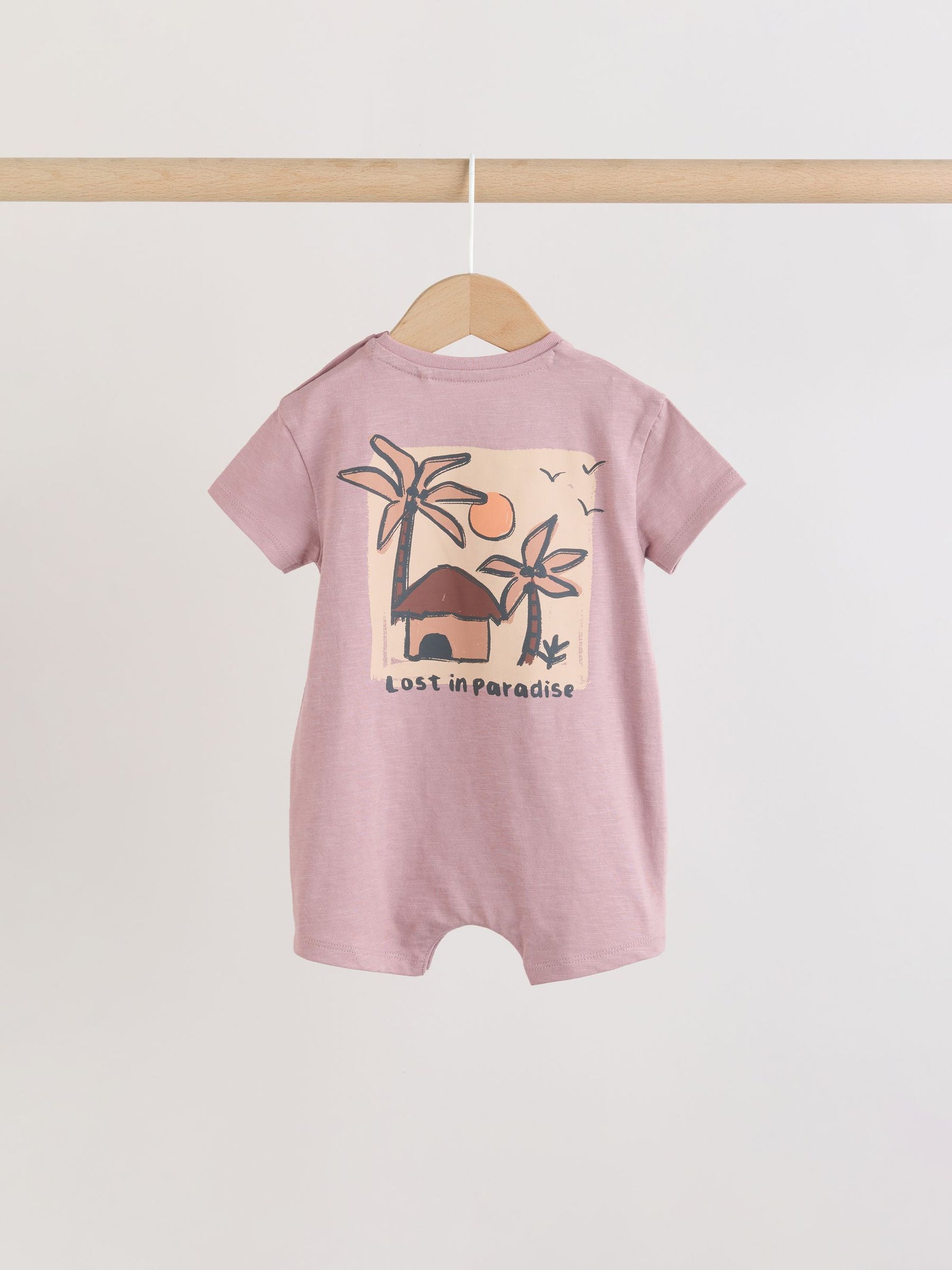 Neutral Palm Print Jersey Baby Rompers 3 Pack