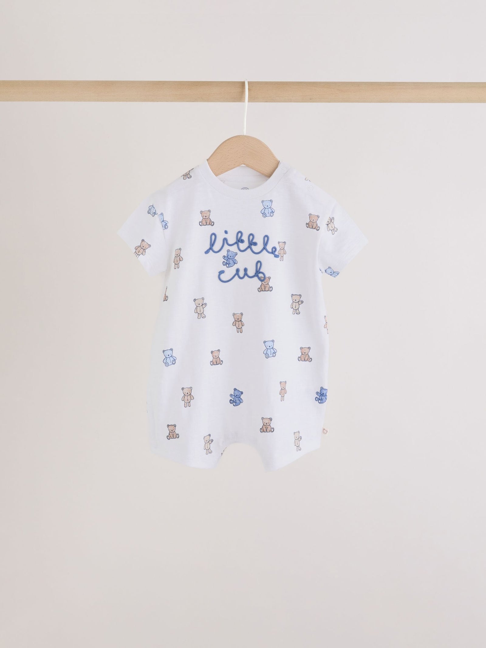 Blue/Brown Bear Jersey Baby Rompers 3 Pack