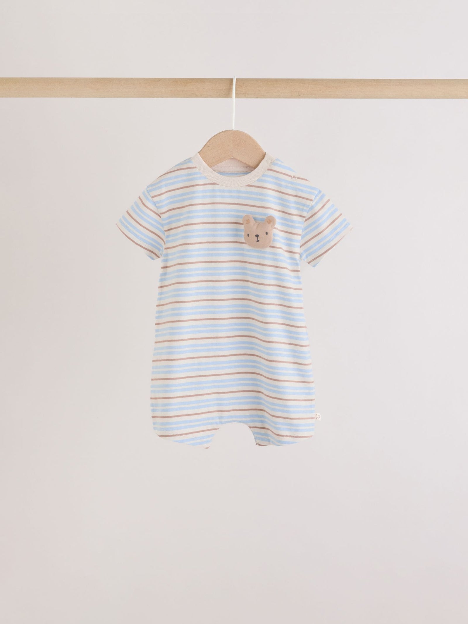 Blue/Brown Bear Jersey Baby Rompers 3 Pack