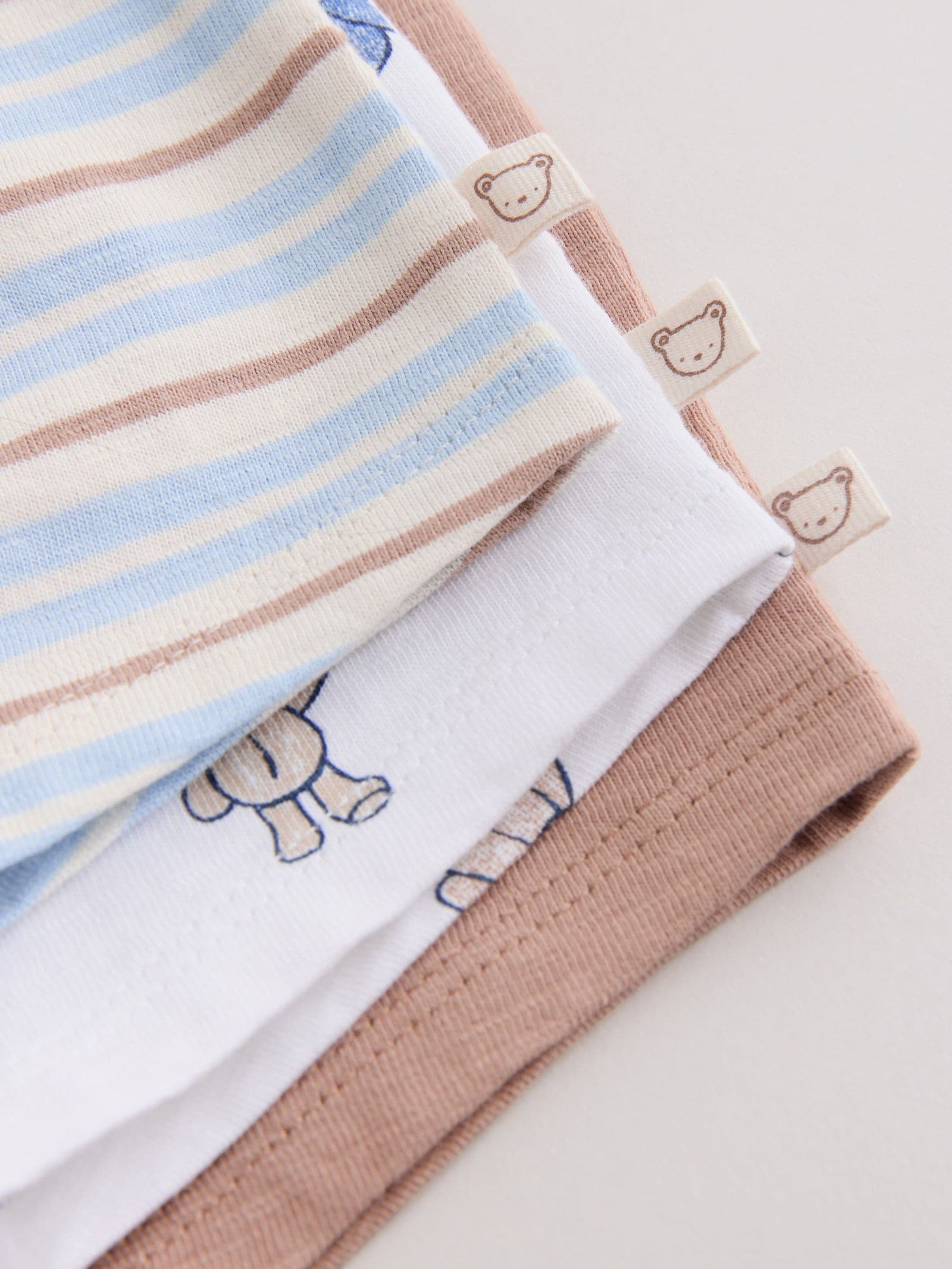 Blue/Brown Bear Jersey Baby Rompers 3 Pack