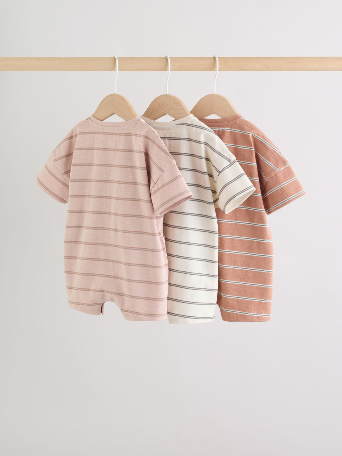 Neutral Stripe Jersey Baby Rompers 3 Pack