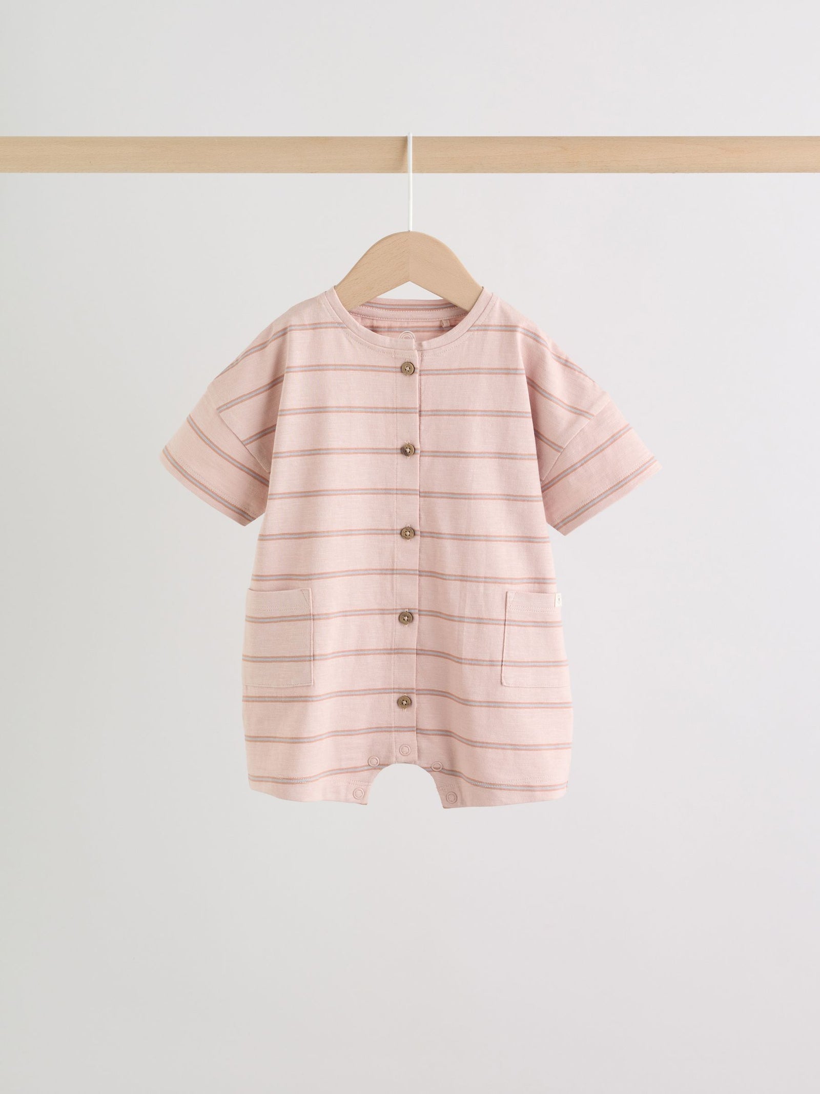 Neutral Stripe Jersey Baby Rompers 3 Pack