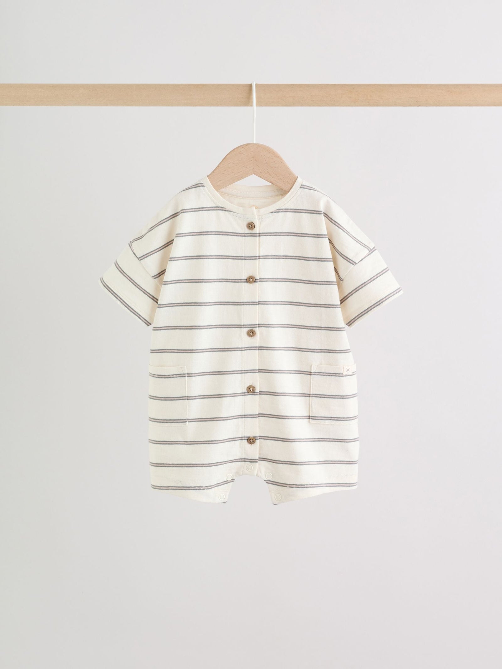 Neutral Stripe Jersey Baby Rompers 3 Pack