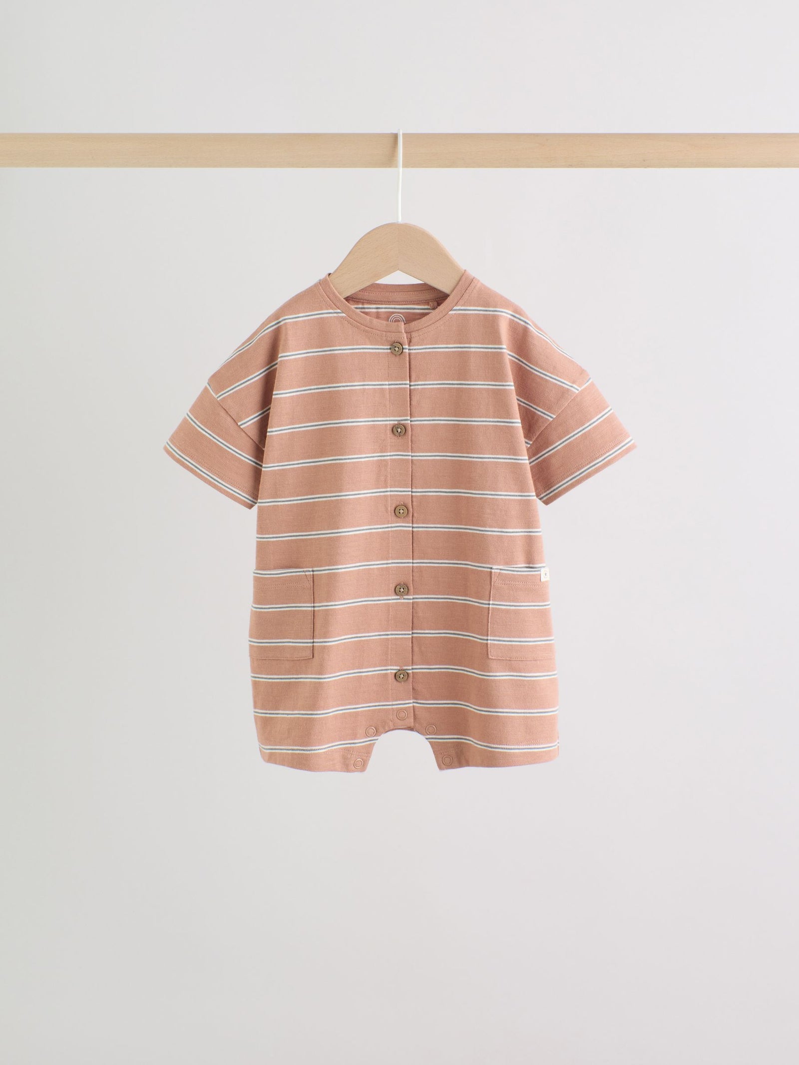 Neutral Stripe Jersey Baby Rompers 3 Pack