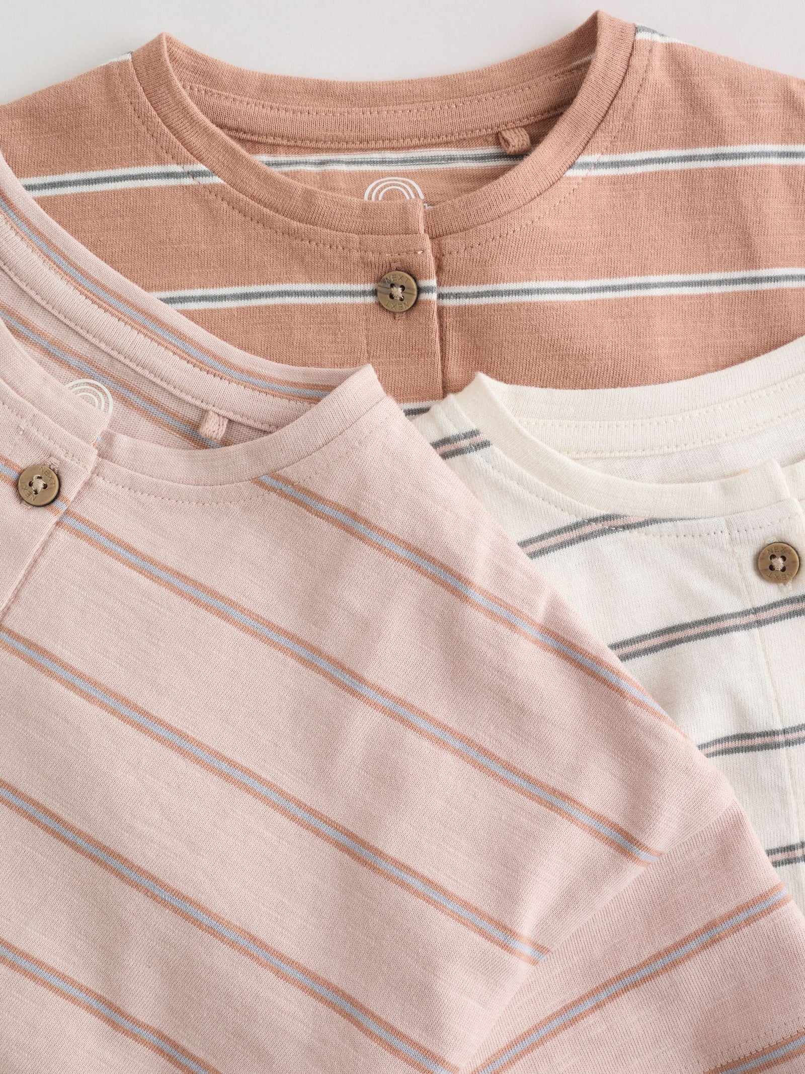 Neutral Stripe Jersey Baby Rompers 3 Pack