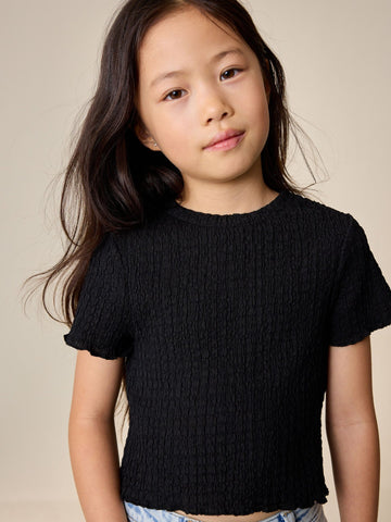 Black Textured T-Shirt (3-16yrs)